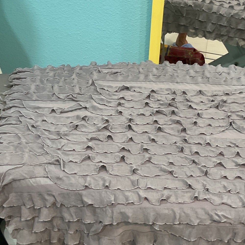 Grey ruffled fabric